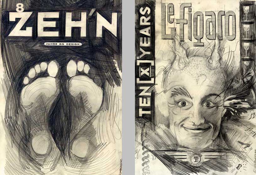 Graphiken-Illustrationen, Kohle/Blei, GG